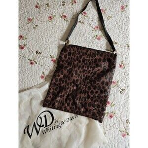 Whiting & Davis Leopard Mesh and Leather Shoulder Purse Style 90s Y2K